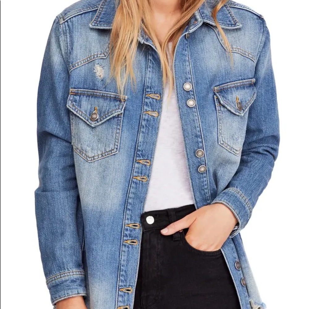NWOT Free People Moonchild Denim Shirt Jacket - Picture 2 of 6